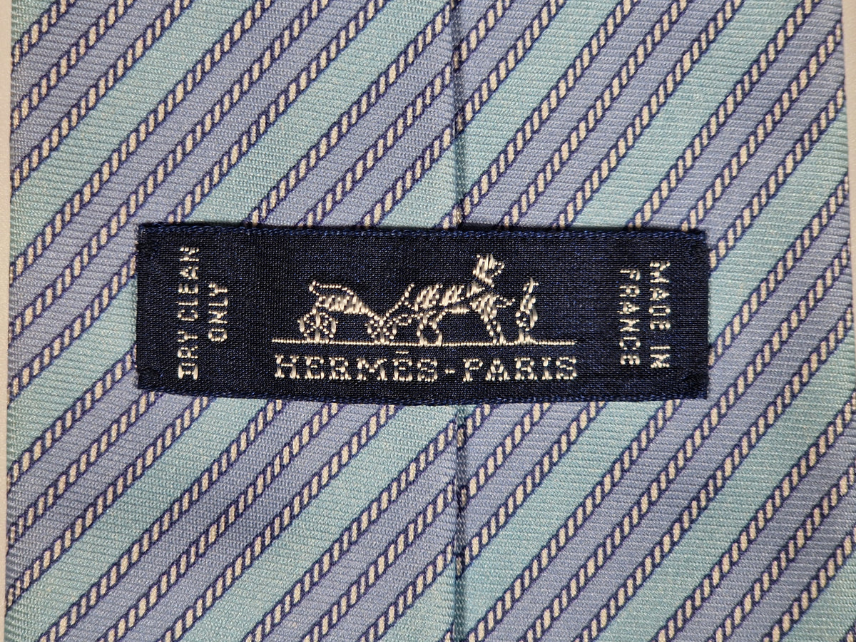 646007 Hermès tie blue rope pattern Hermès 646007 OA tie blue