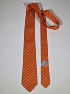 646007 Hermès tie orange Striped sail pattern 646007 OA