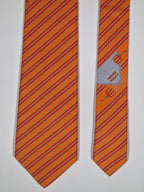 646007 Hermès tie orange Striped sail pattern 646007 OA