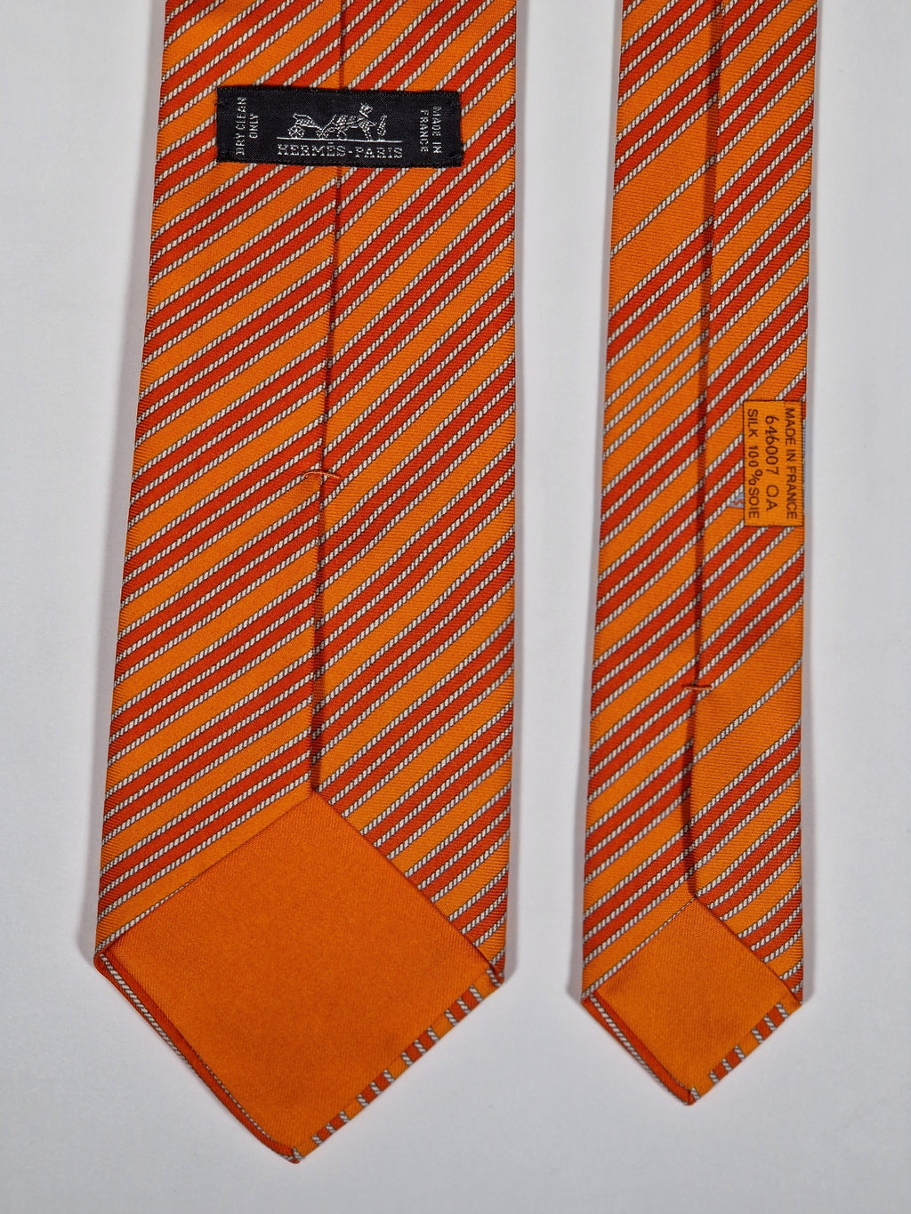 646007 Hermès tie orange Striped sail pattern 646007 OA