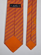 646007 Hermès tie orange Striped sail pattern 646007 OA