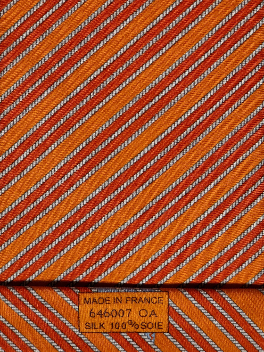 646007 Hermès tie orange Striped sail pattern 646007 OA