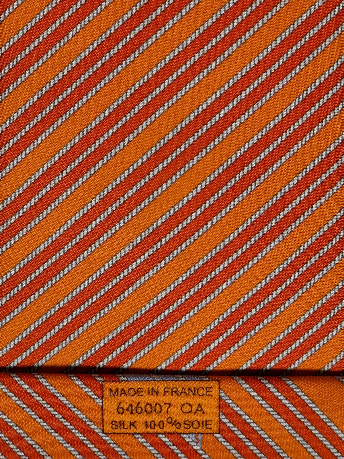 646007 Hermès tie orange Striped sail pattern 646007 OA