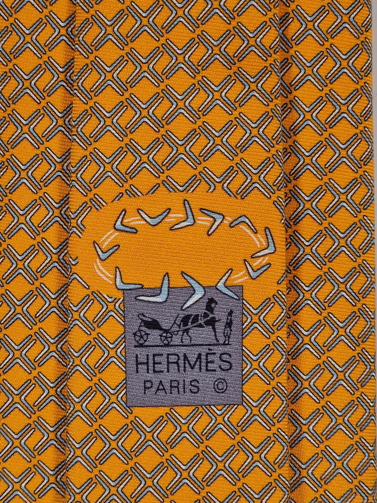 646060 Hermès tie orange boomerang pattern 646060 OA with box