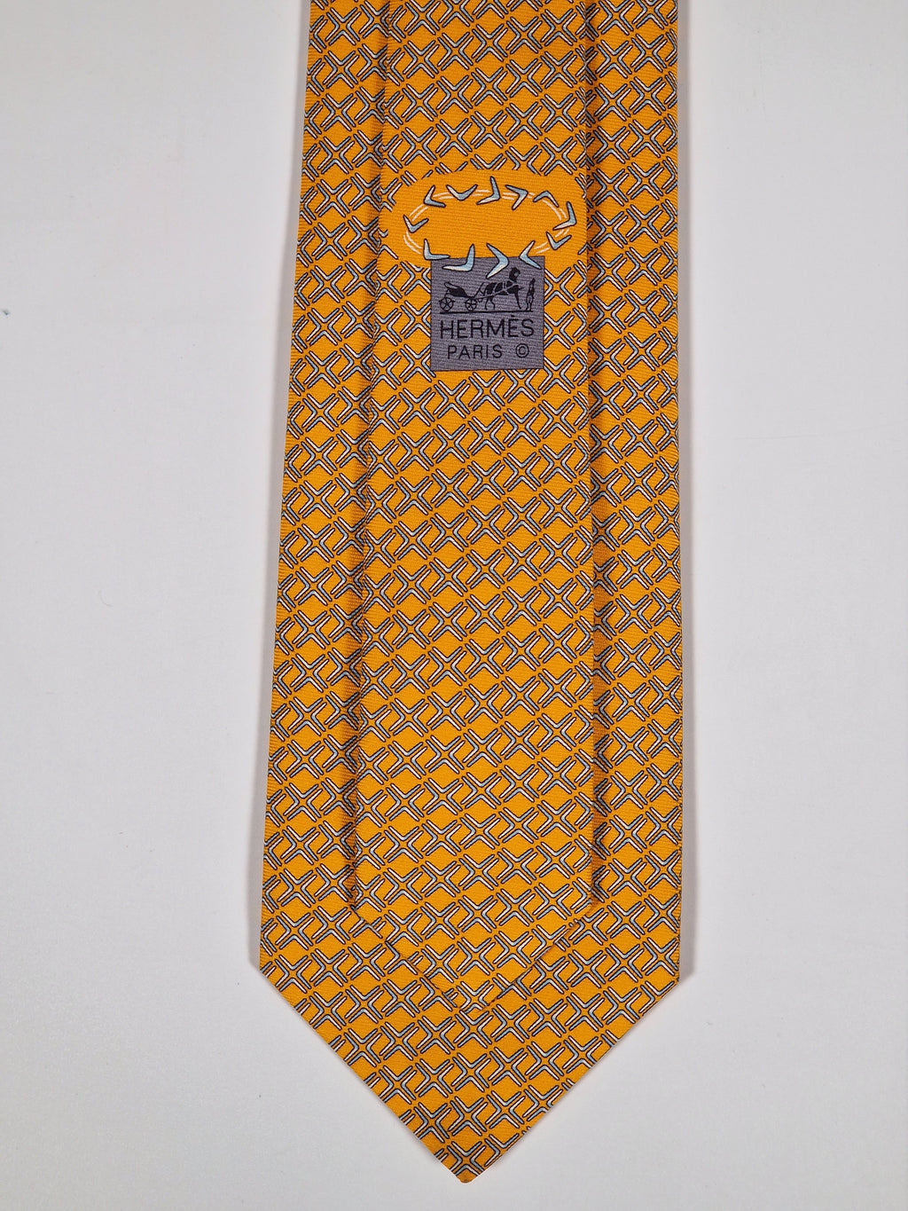 646060 Hermès tie orange boomerang pattern 646060 OA with box