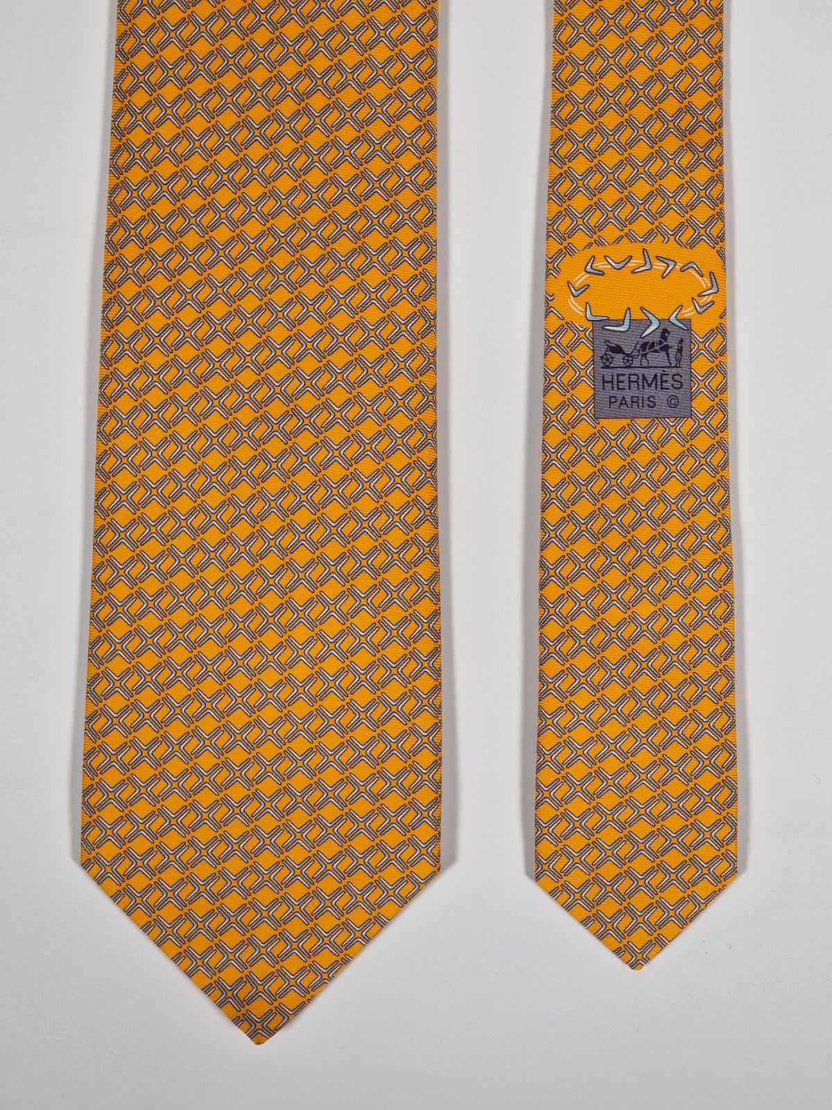 646060 Hermès tie orange boomerang pattern 646060 OA with box
