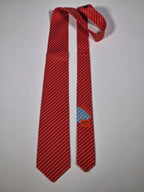 Hermès silk tie red swimming lanes pattern 646081 FA