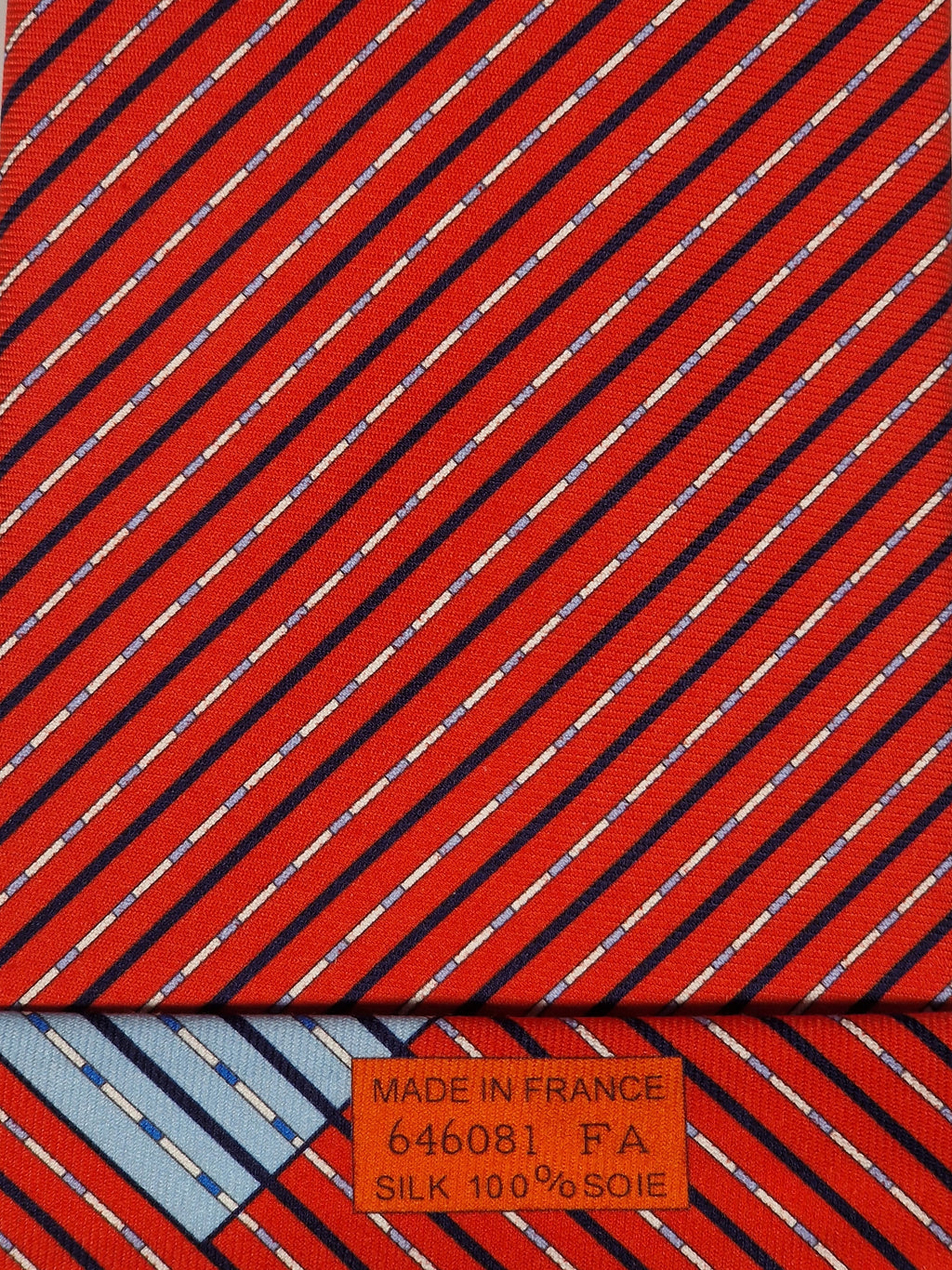Hermès silk tie red swimming lanes pattern 646081 FA