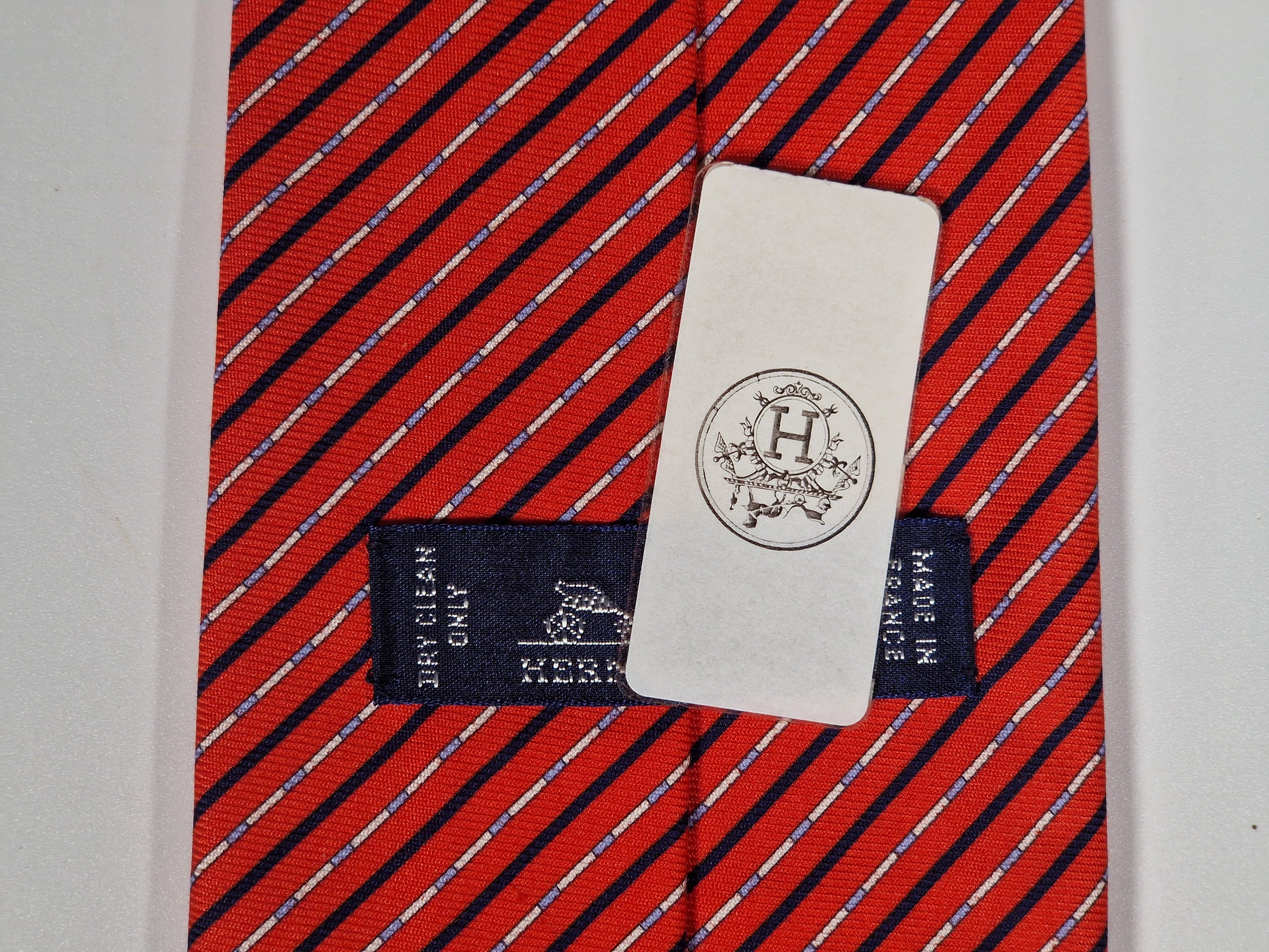 Hermès silk tie red swimming lanes pattern 646081 FA