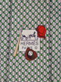 Hermès silk tie green basebal pattern 646083 FA