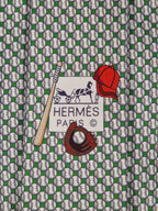 Hermès silk tie green basebal pattern 646083 FA