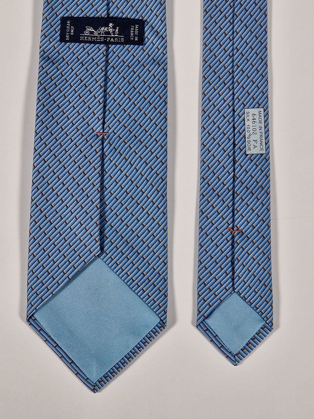Hermès silk tie blue panda and bambu pattern Hermès 646102 FA