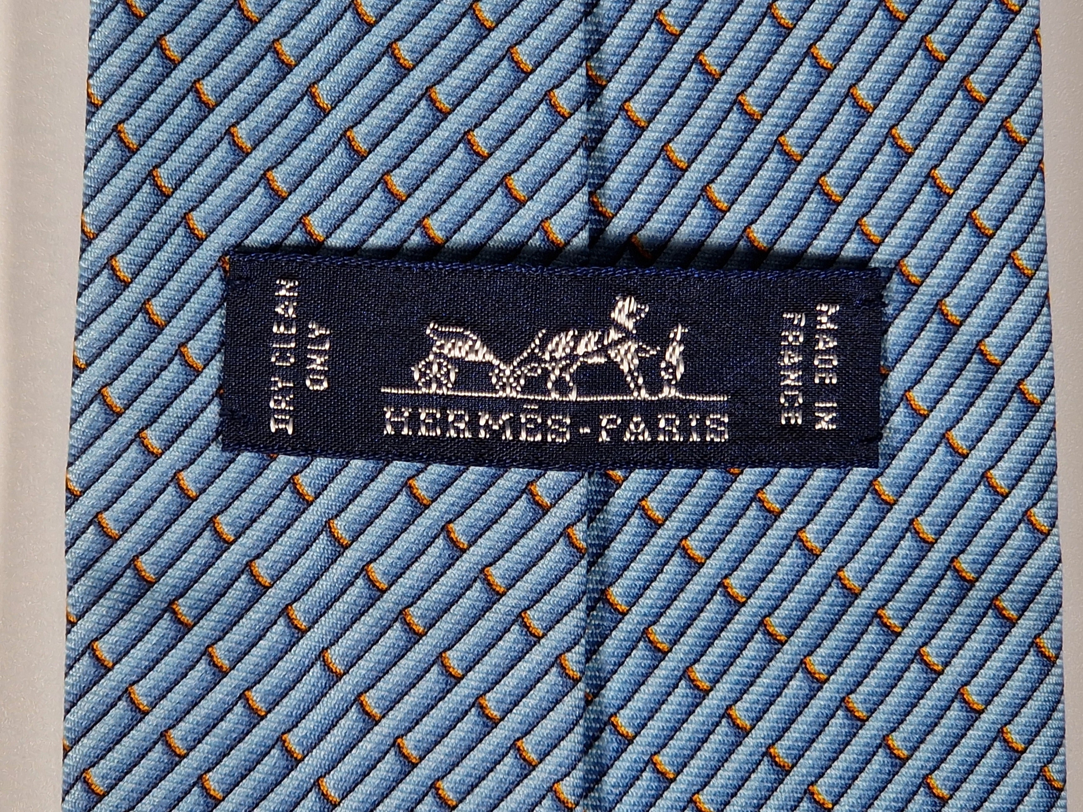 Hermès silk tie blue panda and bambu pattern Hermès 646102 FA