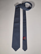 Hermès silk tie blue whimsical microphone pattern 646108 FA