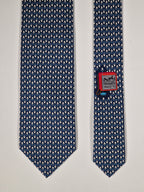 Hermès silk tie blue whimsical microphone pattern 646108 FA