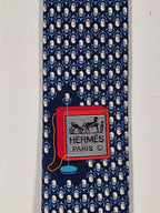 Hermès silk tie blue whimsical microphone pattern 646108 FA