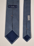 Hermès silk tie blue whimsical microphone pattern 646108 FA