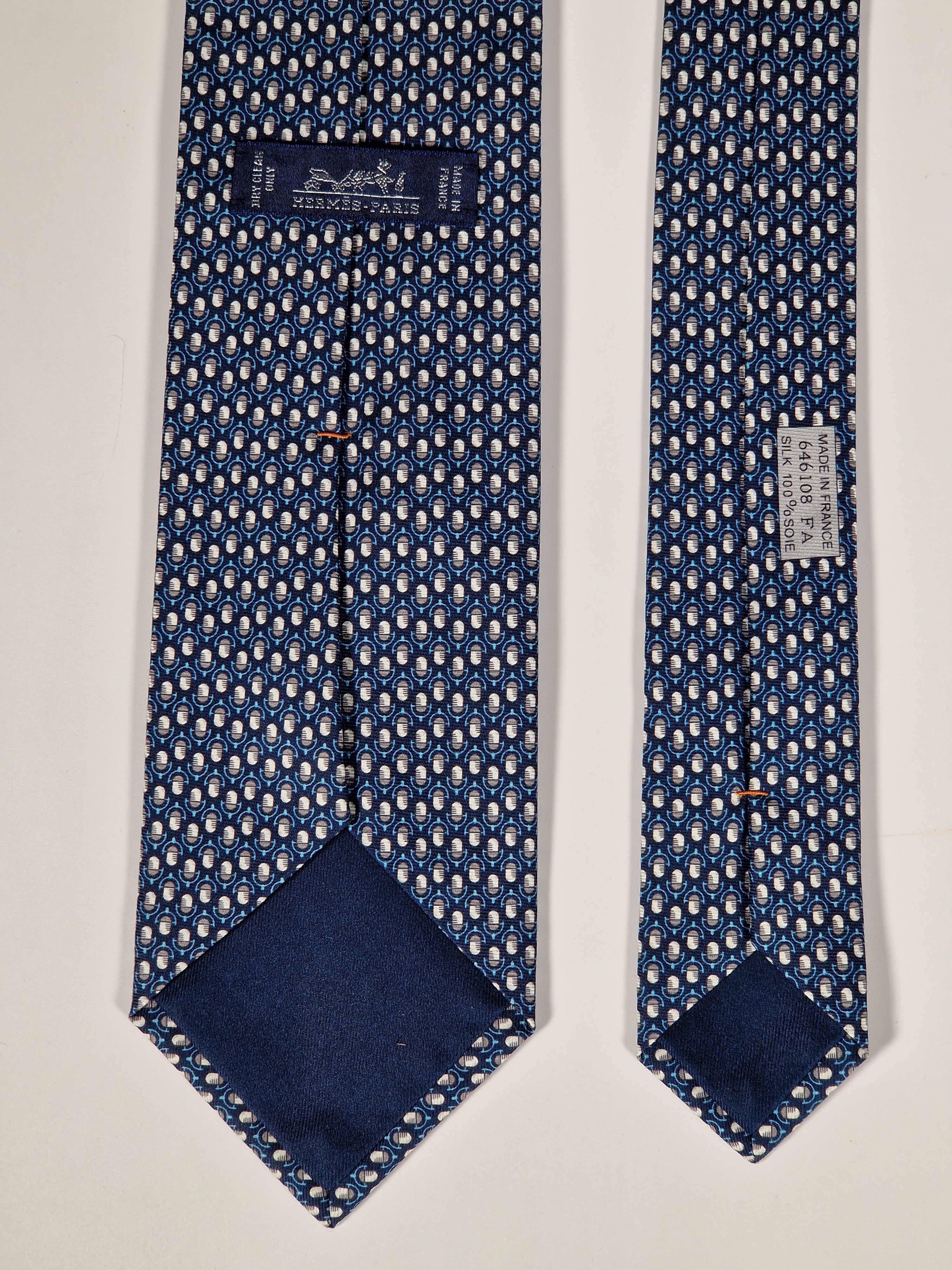 Hermès silk tie blue whimsical microphone pattern 646108 FA