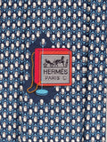 Hermès silk tie blue whimsical microphone pattern 646108 FA
