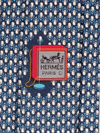 Hermès silk tie blue whimsical microphone pattern 646108 FA