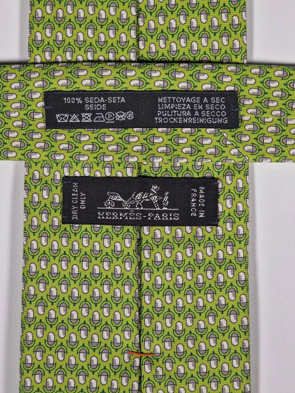 646108 Hermès tie green microphone pattern 646108 FA
