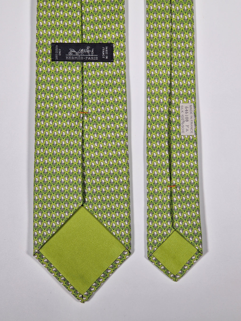 646108 Hermès tie green microphone pattern 646108 FA