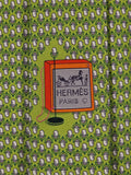646108 Hermès tie green microphone pattern 646108 FA