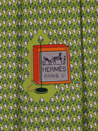 646108 Hermès tie green microphone pattern 646108 FA