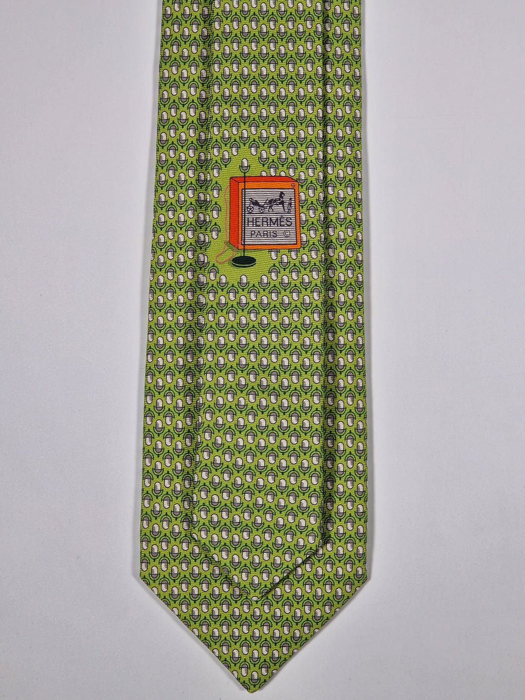 646108 Hermès tie green microphone pattern 646108 FA