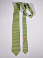 646108 Hermès tie green microphone pattern 646108 FA
