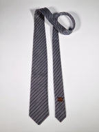 Hermès jaquard silk tie blacj equestrian pattern 655262 T