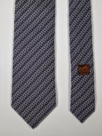 Hermès jaquard silk tie blacj equestrian pattern 655262 T