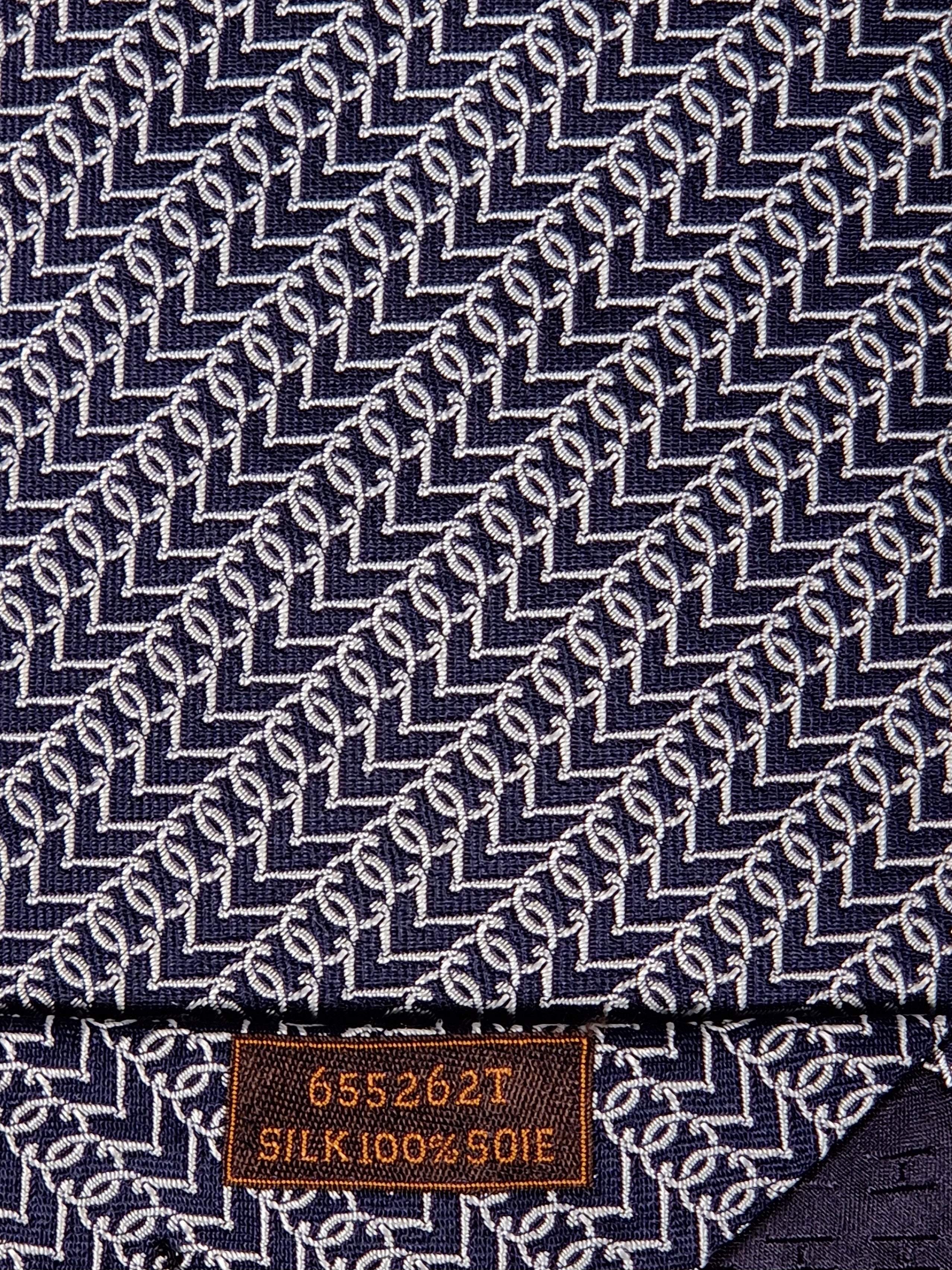Hermès jaquard silk tie blacj equestrian pattern 655262 T