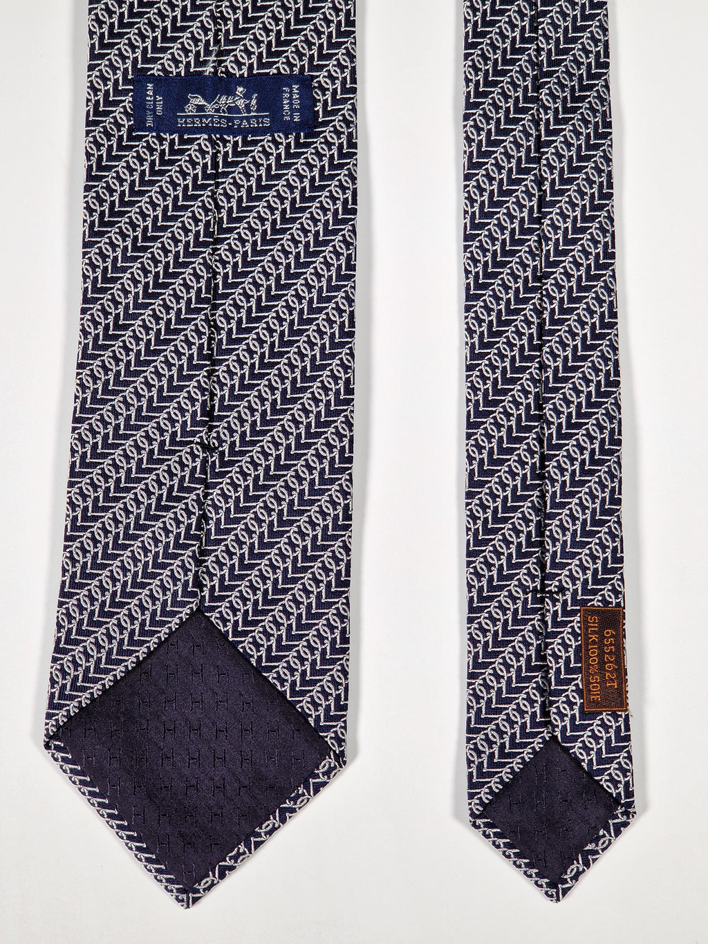 Hermès jaquard silk tie blacj equestrian pattern 655262 T