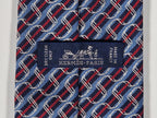 Hermès jacquard silk tie blue striped equestrian horses 655436 T