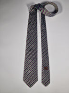 Hermès jacquard silk tie green striped equestrian horses 655436 T