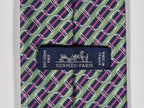 Hermès jacquard silk tie green striped equestrian horses 655436 T