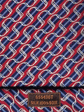 Hermès jacquard silk tie red striped equestrian horses 655436 T