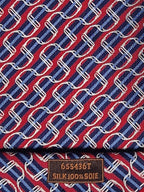 Hermès jacquard silk tie red striped equestrian horses 655436 T