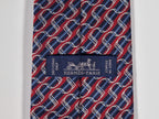 Hermès jacquard silk tie red striped equestrian horses 655436 T