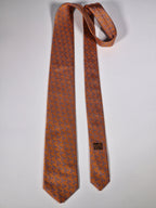 Hermès silk tie orange equestrian pattern 655483 T