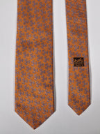 Hermès silk tie orange equestrian pattern 655483 T