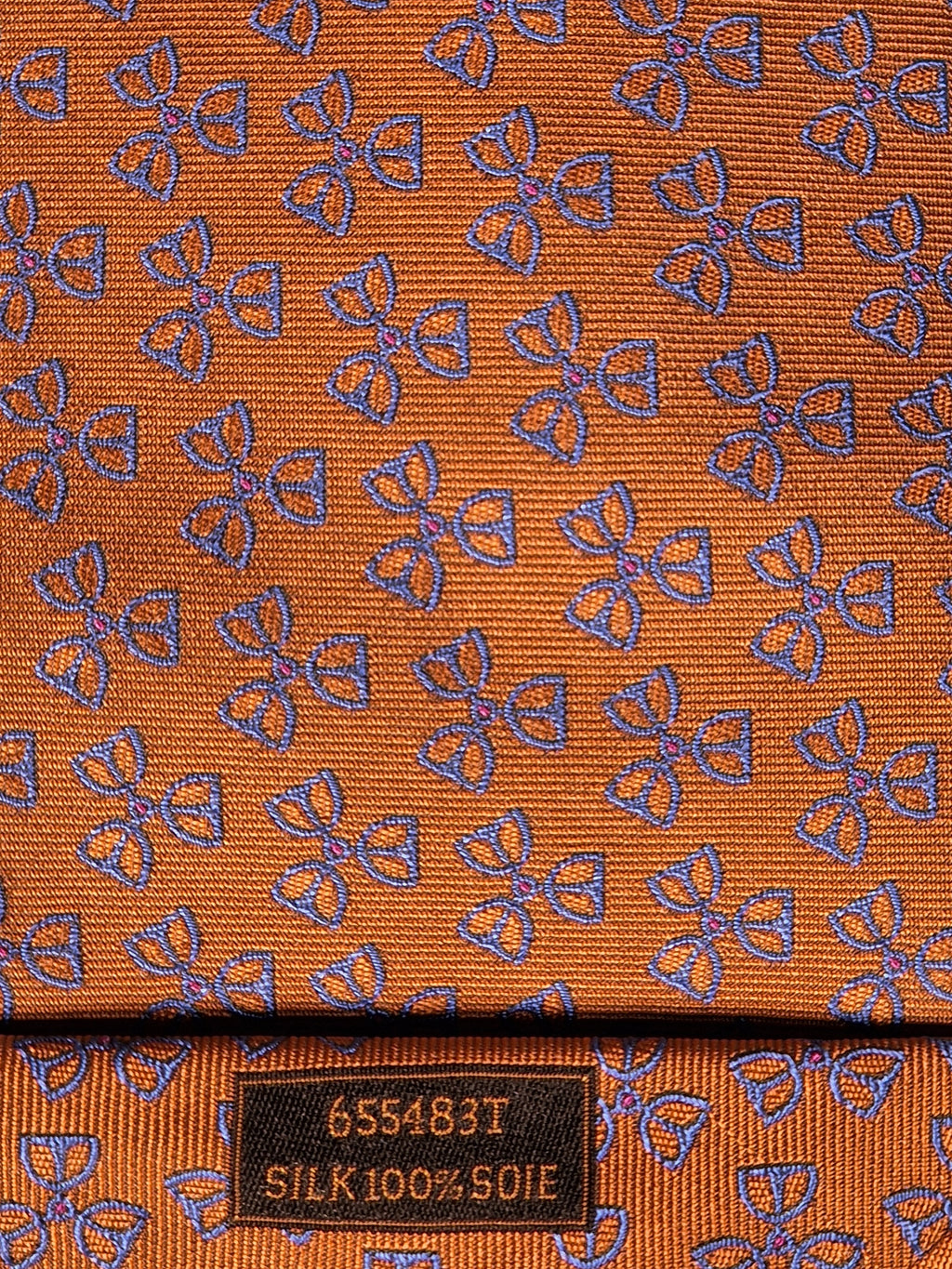 Hermès silk tie orange equestrian pattern 655483 T