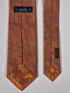 Hermès silk tie orange equestrian pattern 655483 T
