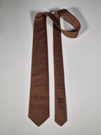 Hermès jacquard silk tie orange brown equestrian pattern 655523 T