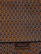 Hermès jacquard silk tie orange brown equestrian pattern 655523 T