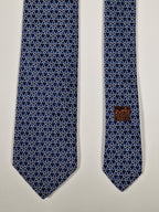 Hermès jaquard silk tie blue equestrian pattern 655742 T with box
