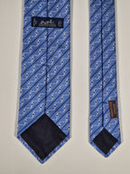 Hermès jacquard silk tie blue equestrian pattern 655832 T