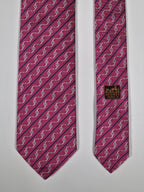 Hermès jacquard silk tie pink equestrian pattern 655832 T