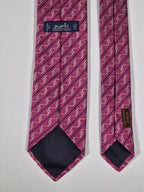 Hermès jacquard silk tie pink equestrian pattern 655832 T